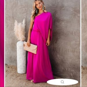 VICI From The Source One Shoulder Maxi Dress - Fuchsia